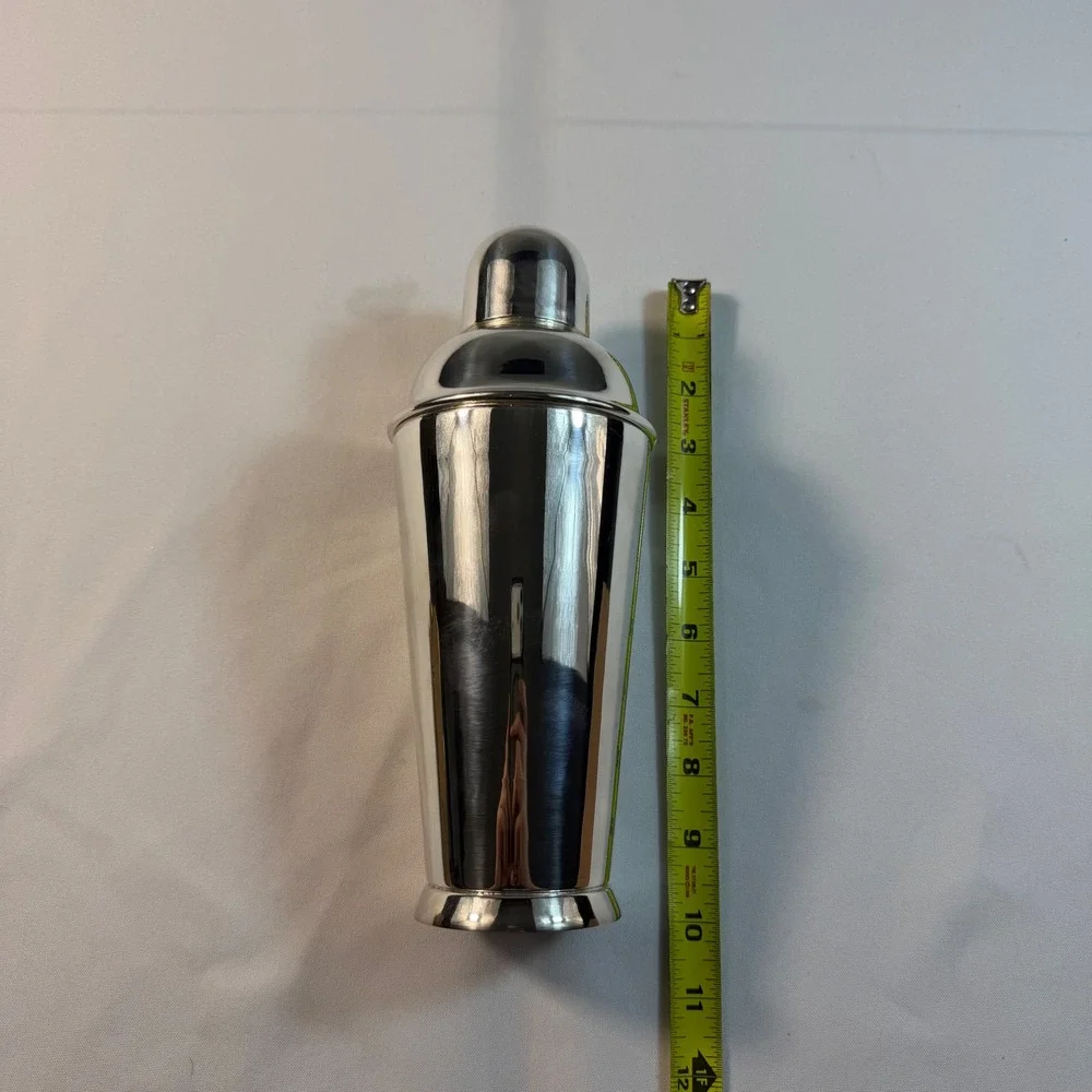 Silver Tone Mirror Finish 3 Piece Cobbler Cocktail Shaker Barware